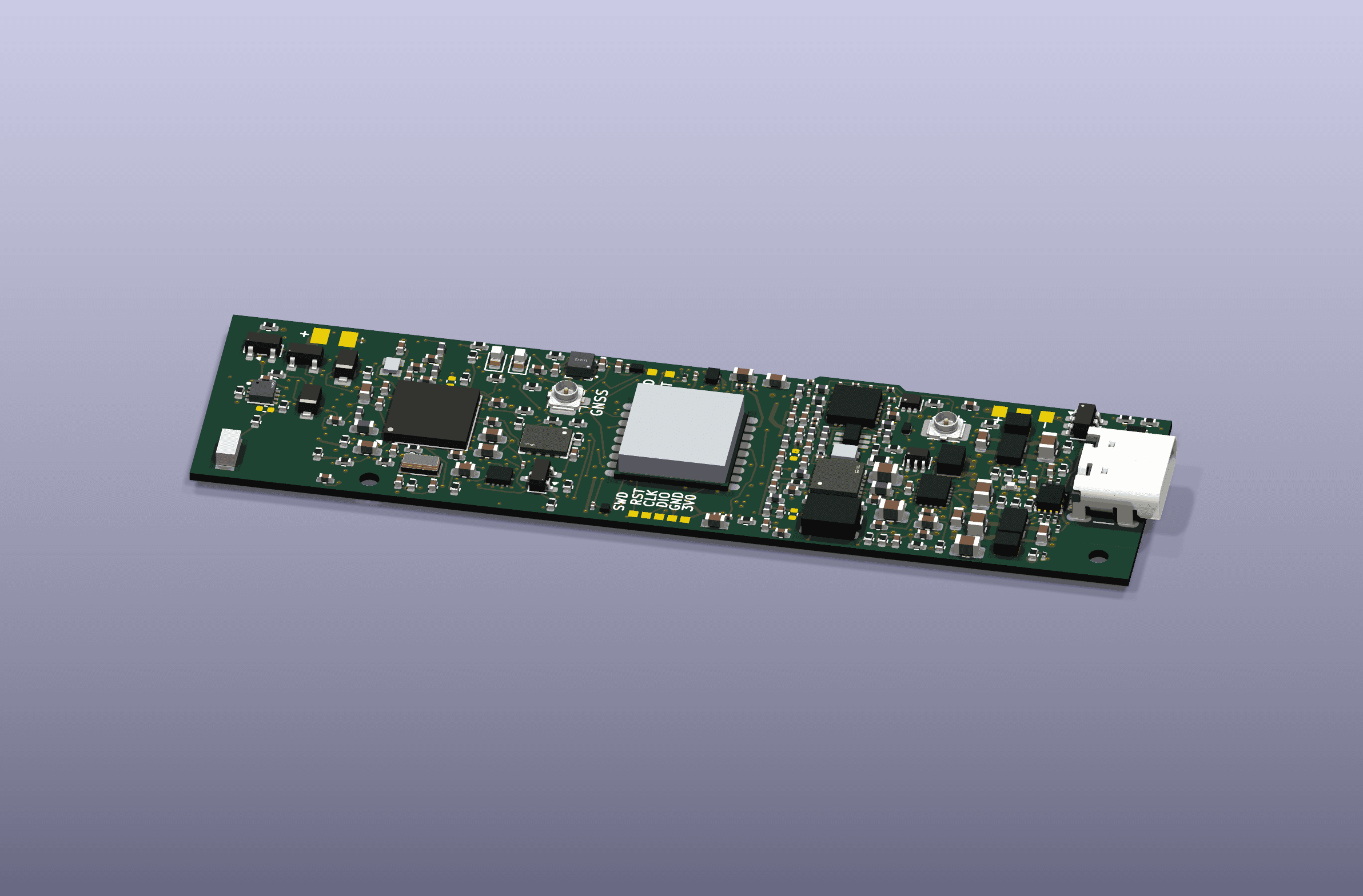 VEIL A5 r101p KiCad render: low angle