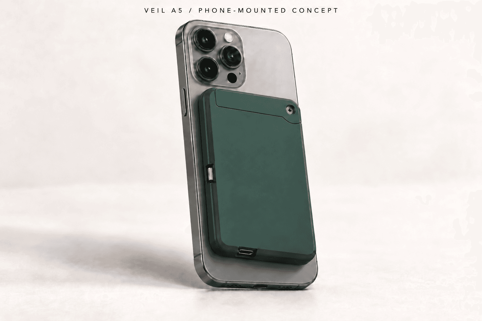 VEIL A5 MagSafe enclosure concept on a phone
